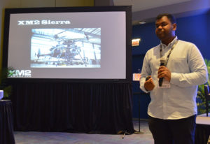 XM2's Aaron Corera discusses the company's drone imagery at Xponential 2019. (Photo: Allison Barwacz)