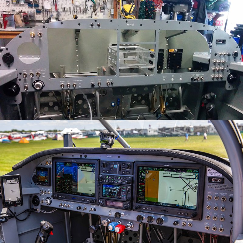 A before and after view of the panel, during the build and the finished product.