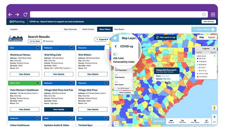 Screenshot: GIS Planning