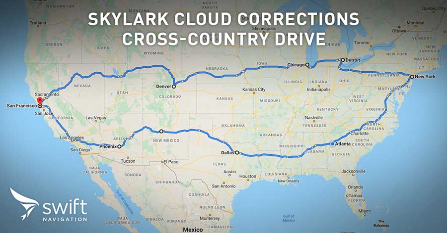 Swift’s first-of-its-kind, cross-continental drive demonstrates the performance of Skylark. (Image: Swift Navigation)