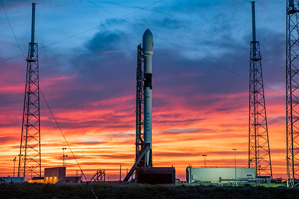 GPS III SV04 rests atop a Falcon 9 rocket, waiting to be sent into orbit. (Photo: SpaceX)