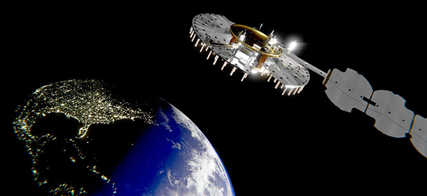 Artist’s concept for NTS-3 in geostationary orbit. (Artist's concept: 2d Lt Jacob Lutz, AFRL/RV)