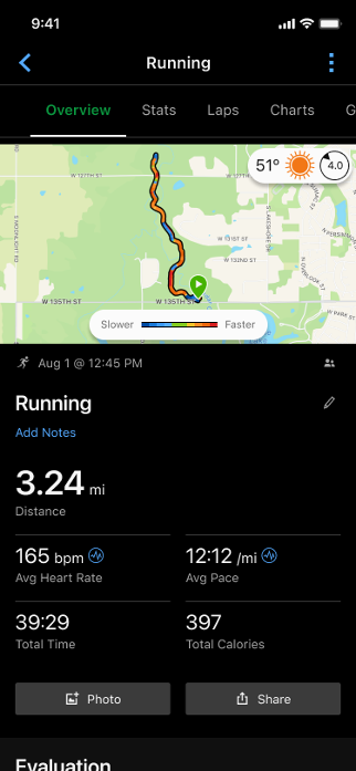 Statistics from running.